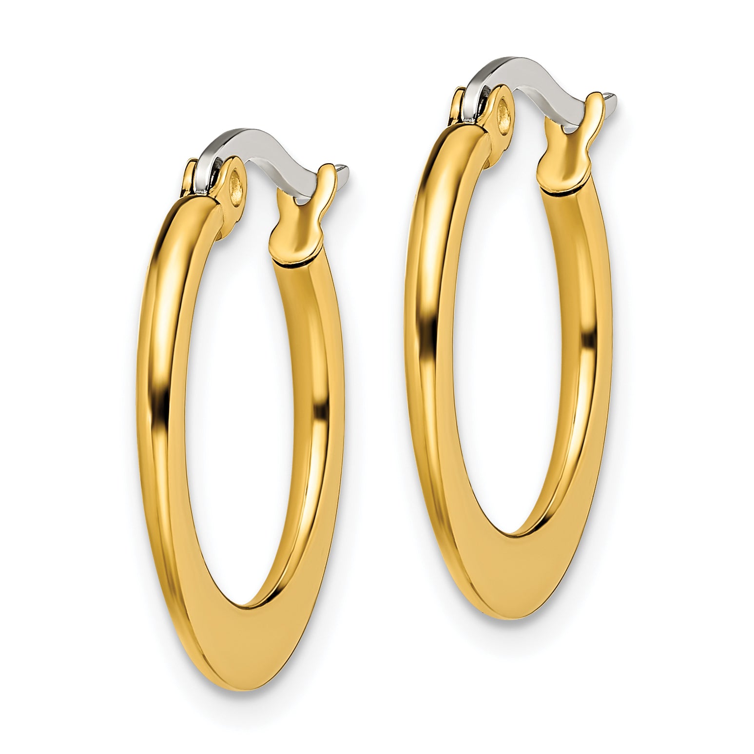 Chisel Stainless Steel Polished Yellow IP-plated Tapered 19mm Diameter Hoop Earrings