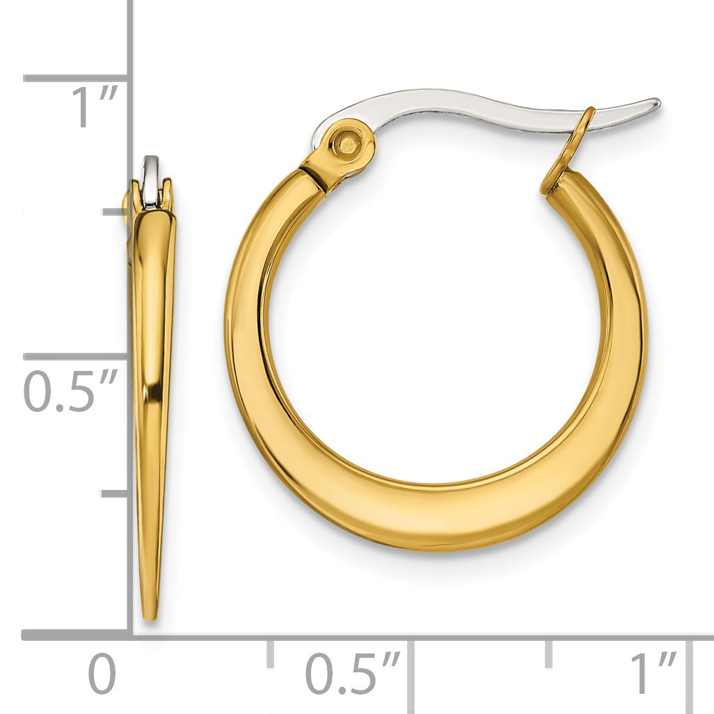 Chisel Stainless Steel Polished Yellow IP-plated Tapered 19mm Diameter Hoop Earrings