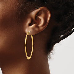 Chisel Stainless Steel Polished Yellow IP-plated Tapered 43mm Diameter Hoop Earrings