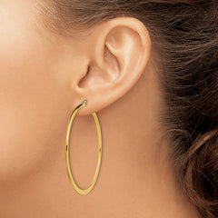 Chisel Stainless Steel Polished Yellow IP-plated Tapered 50mm Diameter Hoop Earrings