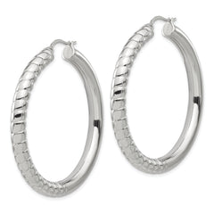 Stainless Steel Women's Hoop Earrings with Textured & Polished Finish