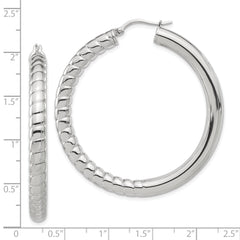 Stainless Steel Women's Hoop Earrings with Textured & Polished Finish