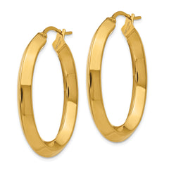 Chisel Stainless Steel Polished Yellow IP-plated Knife Edge Hollow Oval Hoop Earrings