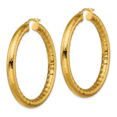 Chisel Stainless Steel Polished and Textured Yellow IP-plated Hoop Earrings