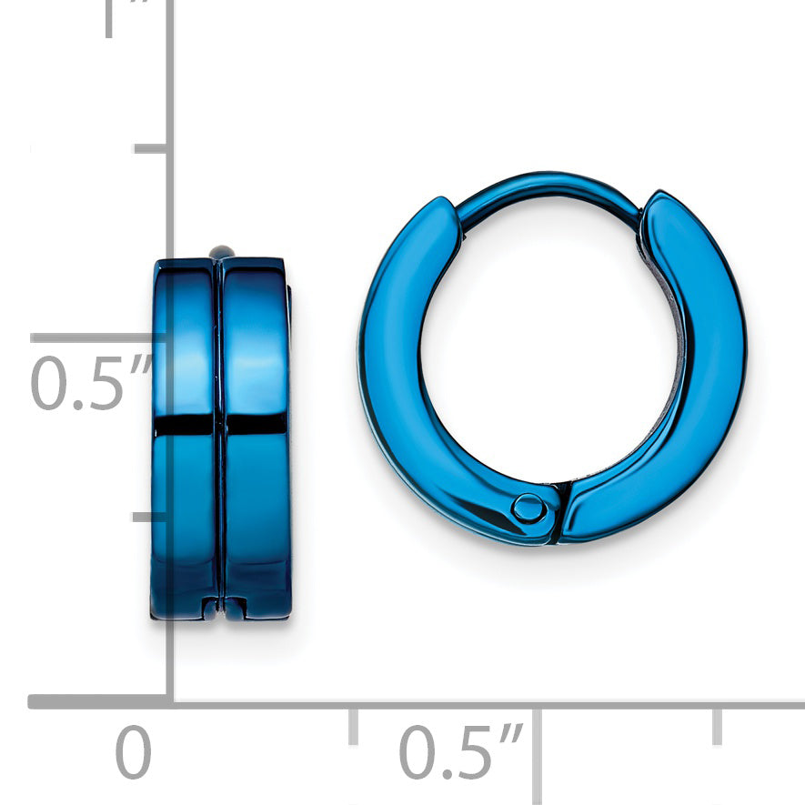 Chisel Stainless Steel Polished Blue IP-plated 5mm Hinged Hoop Earrings