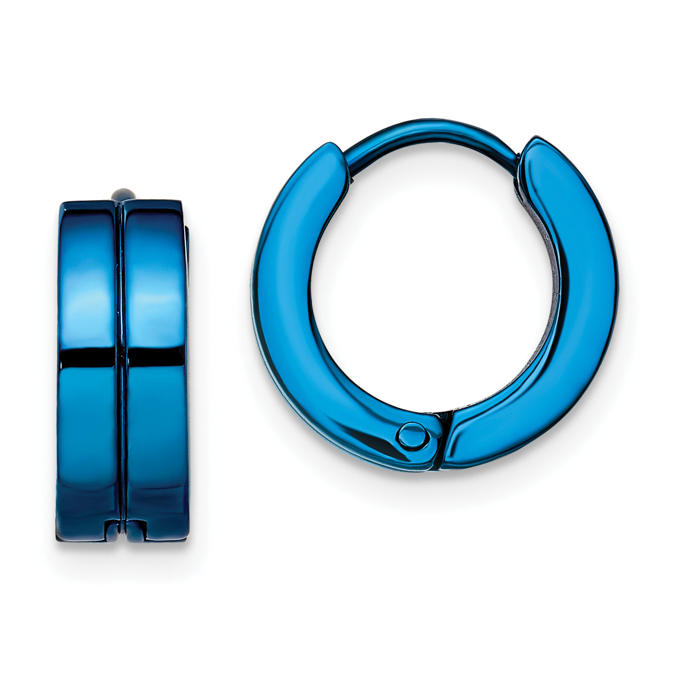 Chisel Stainless Steel Polished Blue IP-plated 5mm Hinged Hoop Earrings