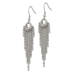 Chisel Stainless Steel Polished Multi Chain Dangle Shepherd Hook Earrings