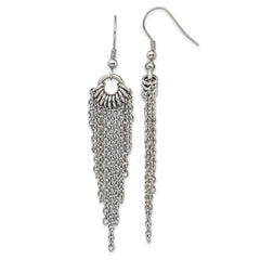 Chisel Stainless Steel Polished Multi Chain Dangle Shepherd Hook Earrings