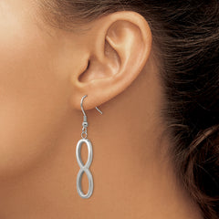 Chisel Stainless Steel Brushed and Polished Infinity Dangle Shepherd Hook Earrings