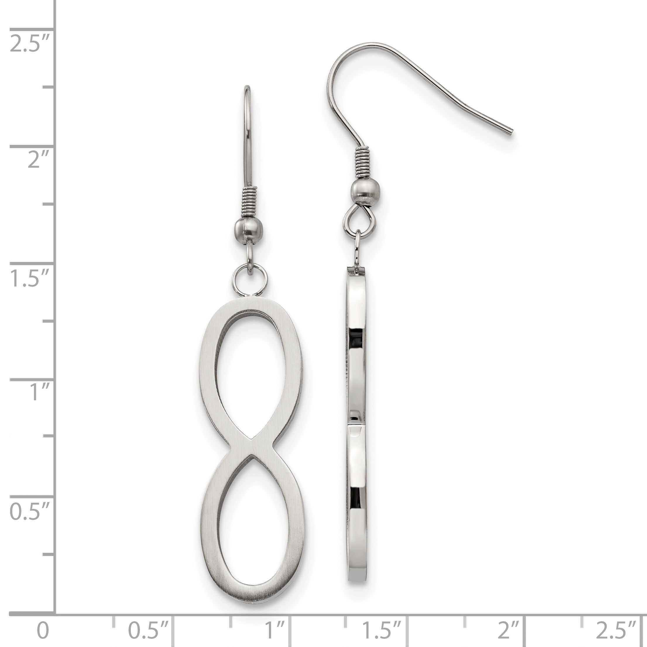 Chisel Stainless Steel Infinity Dangle Earrings with Polished Brushed Finish