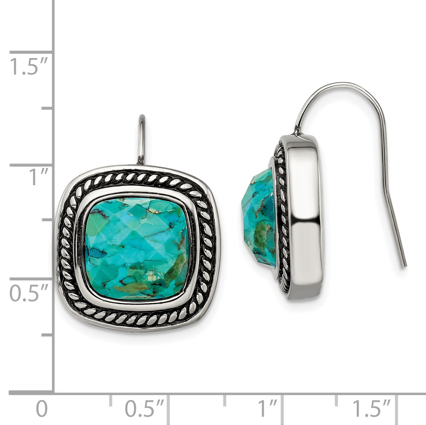 Sophia Jewelers Stainless Steel Turquoise Dangle Earrings with Gift Pouch