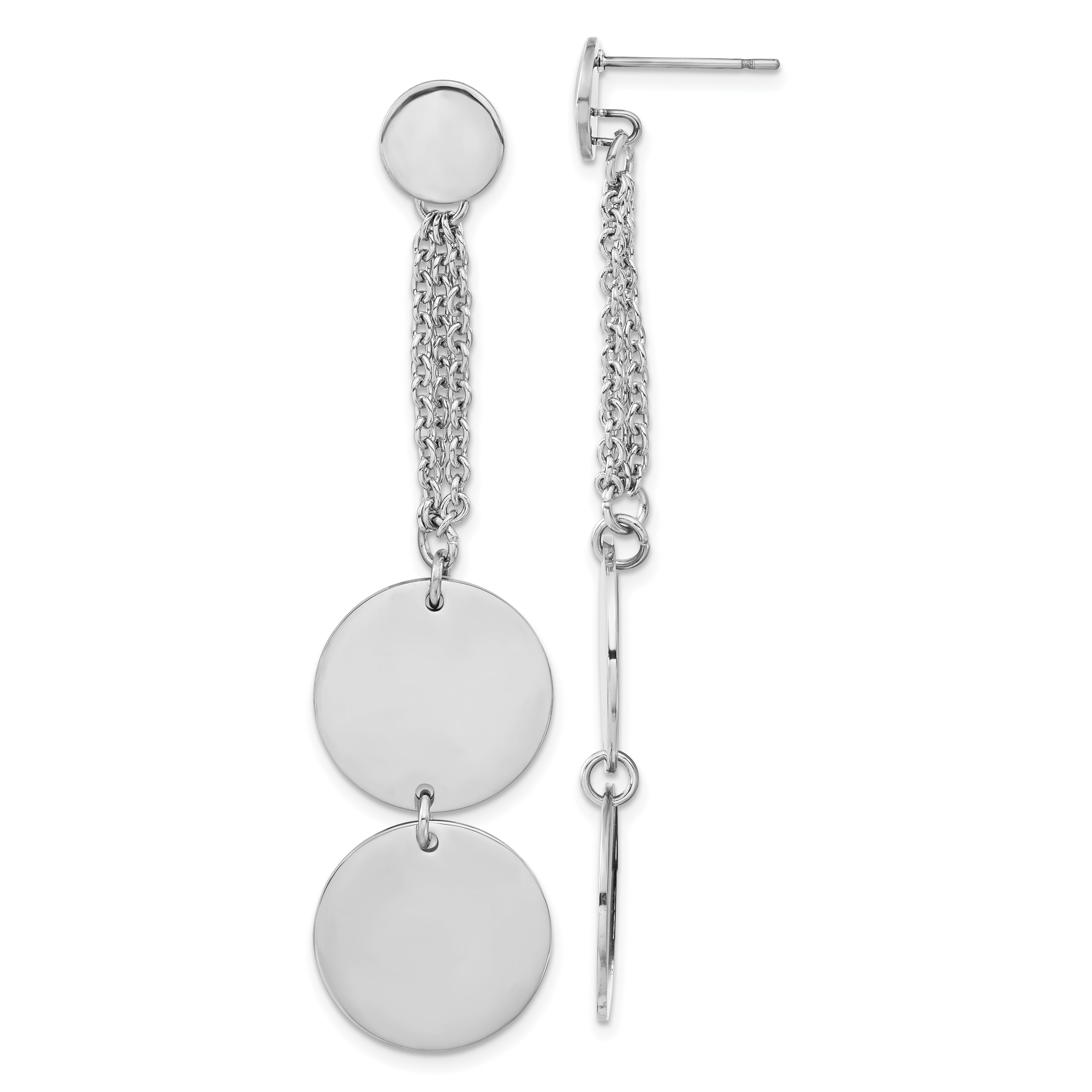 Stainless Steel Polished Post Dangle Circle Earrings