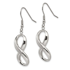 Chisel Stainless Steel Polished Infinity Dangle Shepherd Hook Earrings