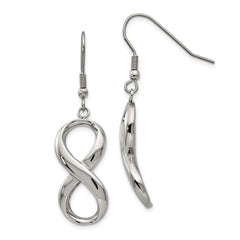 Chisel Stainless Steel Polished Infinity Dangle Shepherd Hook Earrings