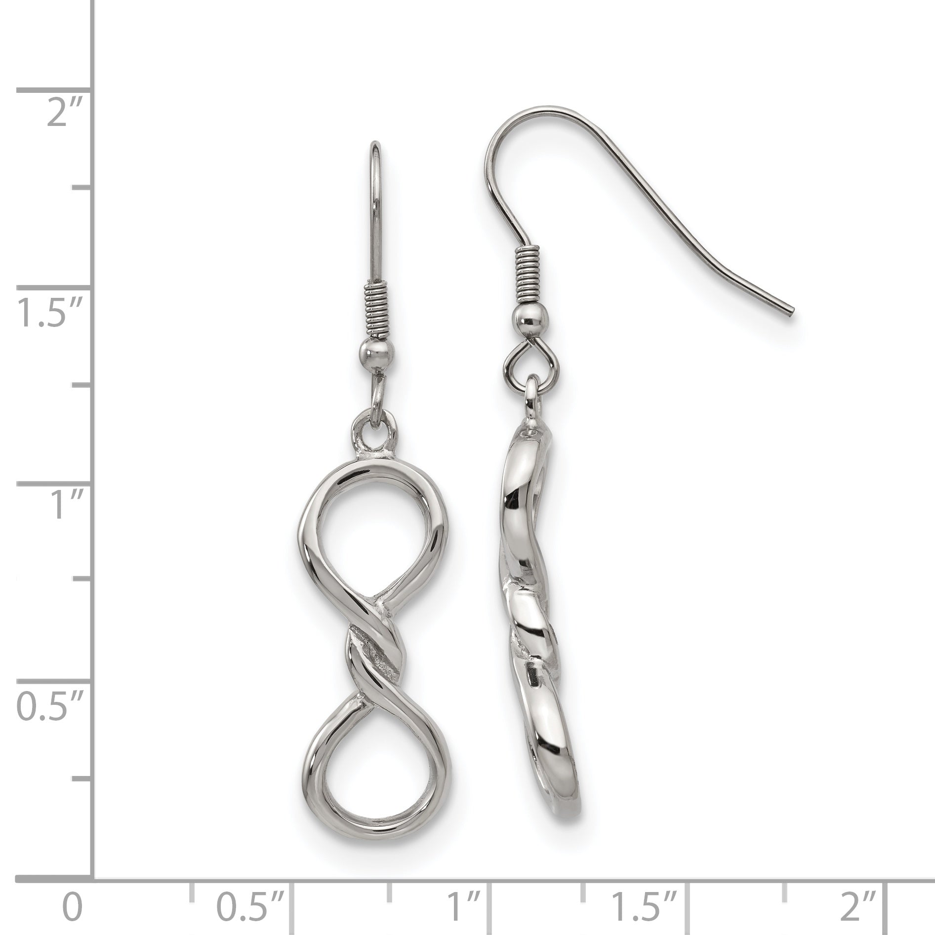 Chisel Stainless Steel Polished Infinity Dangle Shepherd Hook Earrings