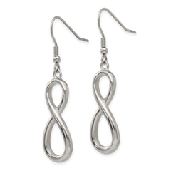 Chisel Stainless Steel Polished Infinity Dangle Shepherd Hook Earrings