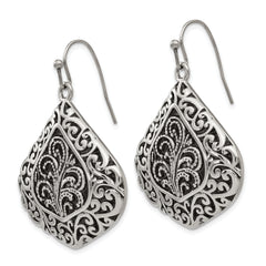 Sophia Jewelers Stainless Steel Shepherd Hook Earrings with Polished Antiqued Finish