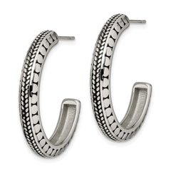 Sophia Jewelers Stainless Steel C-Hoop Earrings with Polished Antiqued Finish