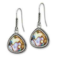 Sophia Jewelers Stainless Steel Abalone Drop Earrings with French Wire