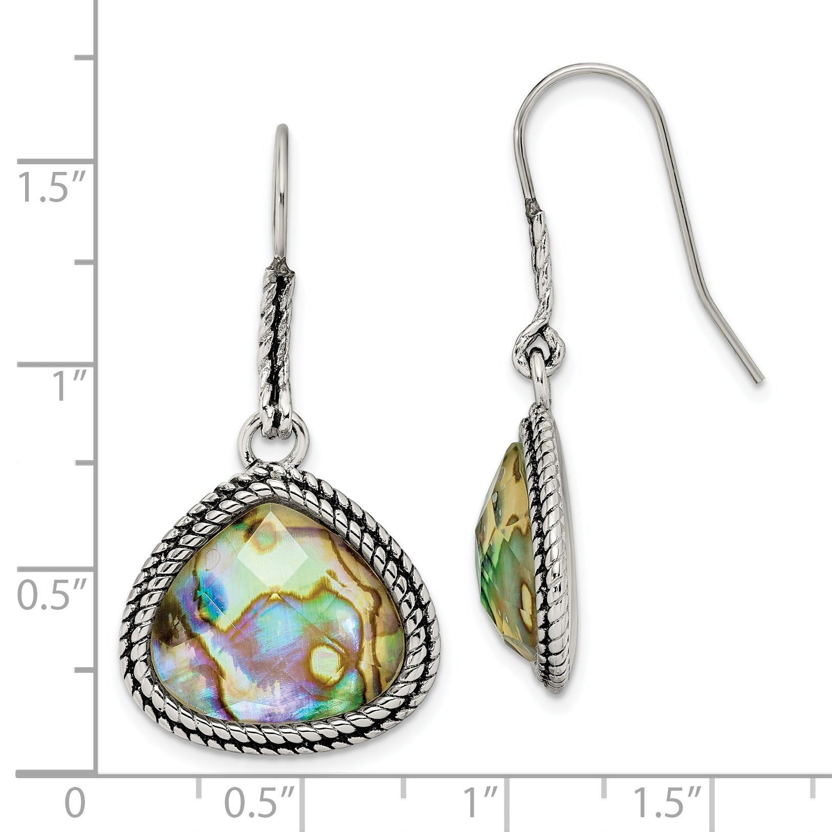 Sophia Jewelers Stainless Steel Abalone Drop Earrings with French Wire