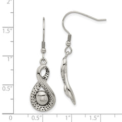 Stainless Steel Infinity Dangle Earrings with Polished Antiqued Finish Gift Ready