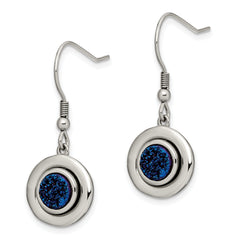 Sophia Jewelers Stainless Steel Dangle Earrings with Blue Druzy Elegance