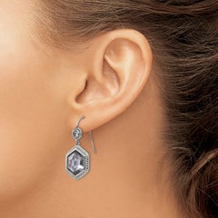 Sophia Jewelers Stainless Steel Drop Earrings with Grey Glass & CZ