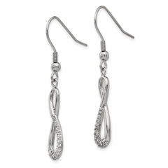 Chisel Stainless Steel Polished with CZ Infinity Dangle Shepherd Hook Earrings