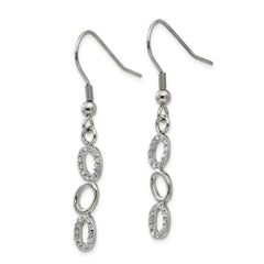 Sophia Jewelers Stainless Steel CZ Dangle Earrings Polished Elegance