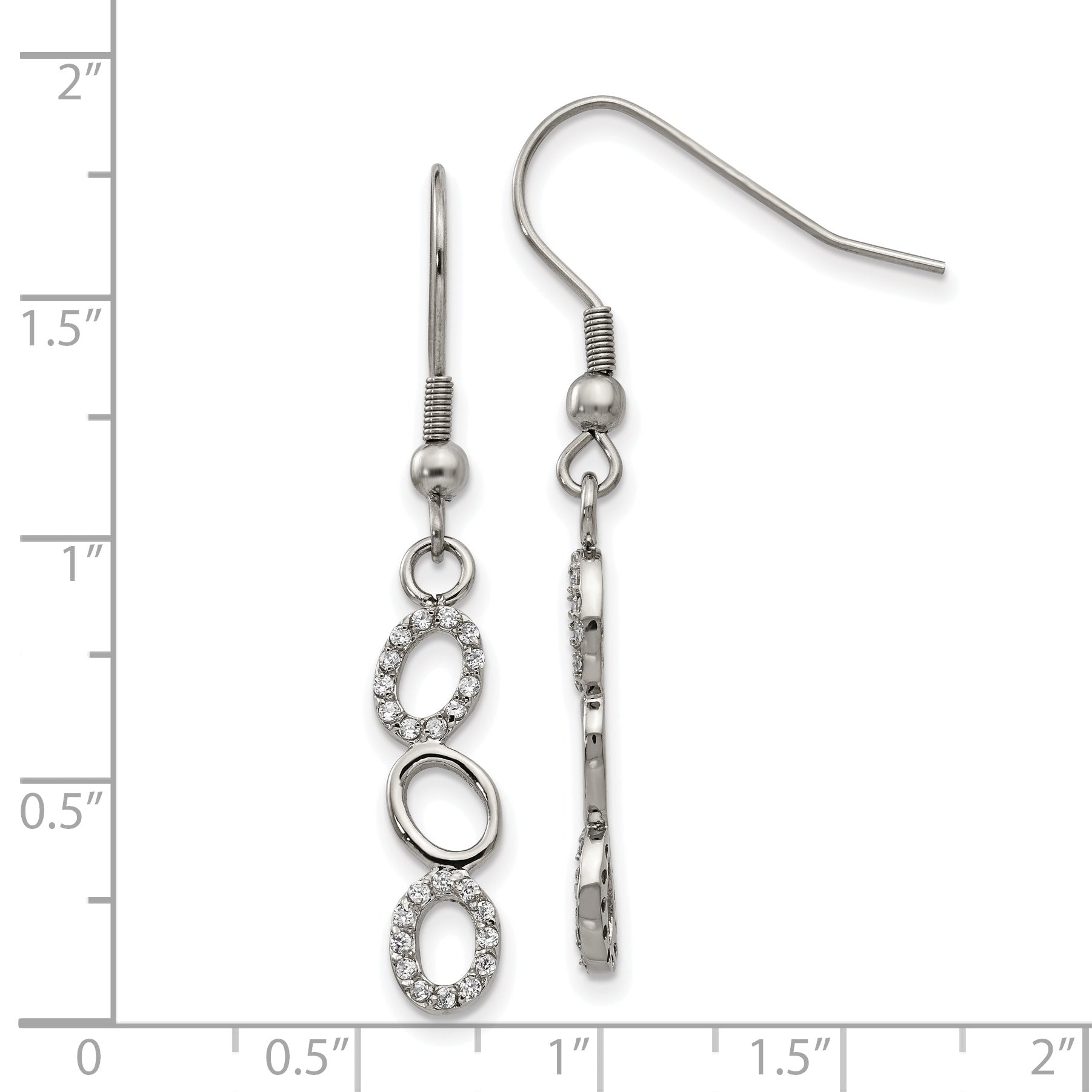 Sophia Jewelers Stainless Steel CZ Dangle Earrings Polished Elegance