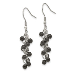 Stainless Steel Black Agate Dangle Earrings Elegant Gift Ready