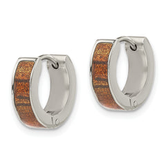 Sophia Jewelers Polished Brown Enamel Stainless Steel Hoop Earrings