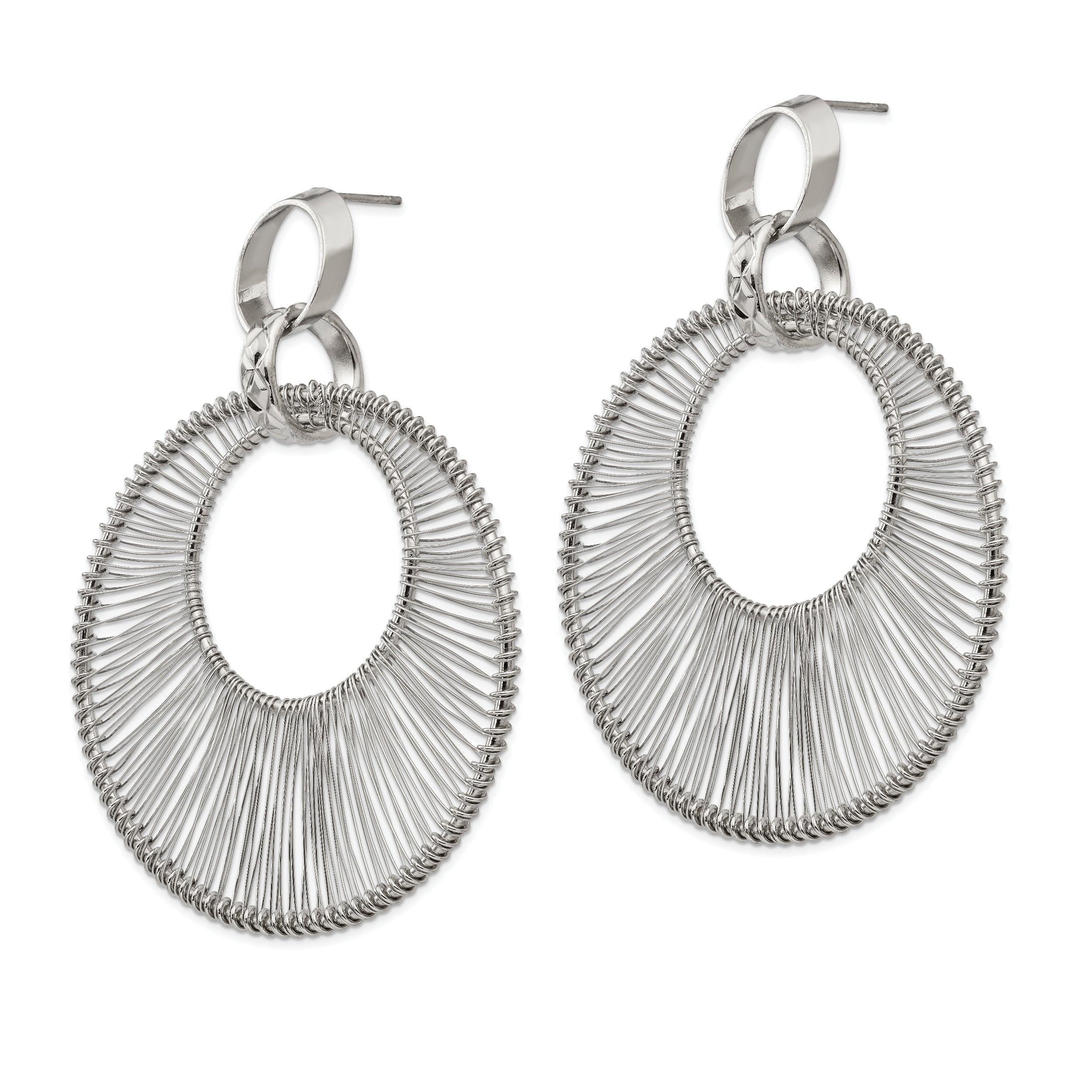 Polished Stainless Steel Dangle Earrings for Women by Sophia Jewelers