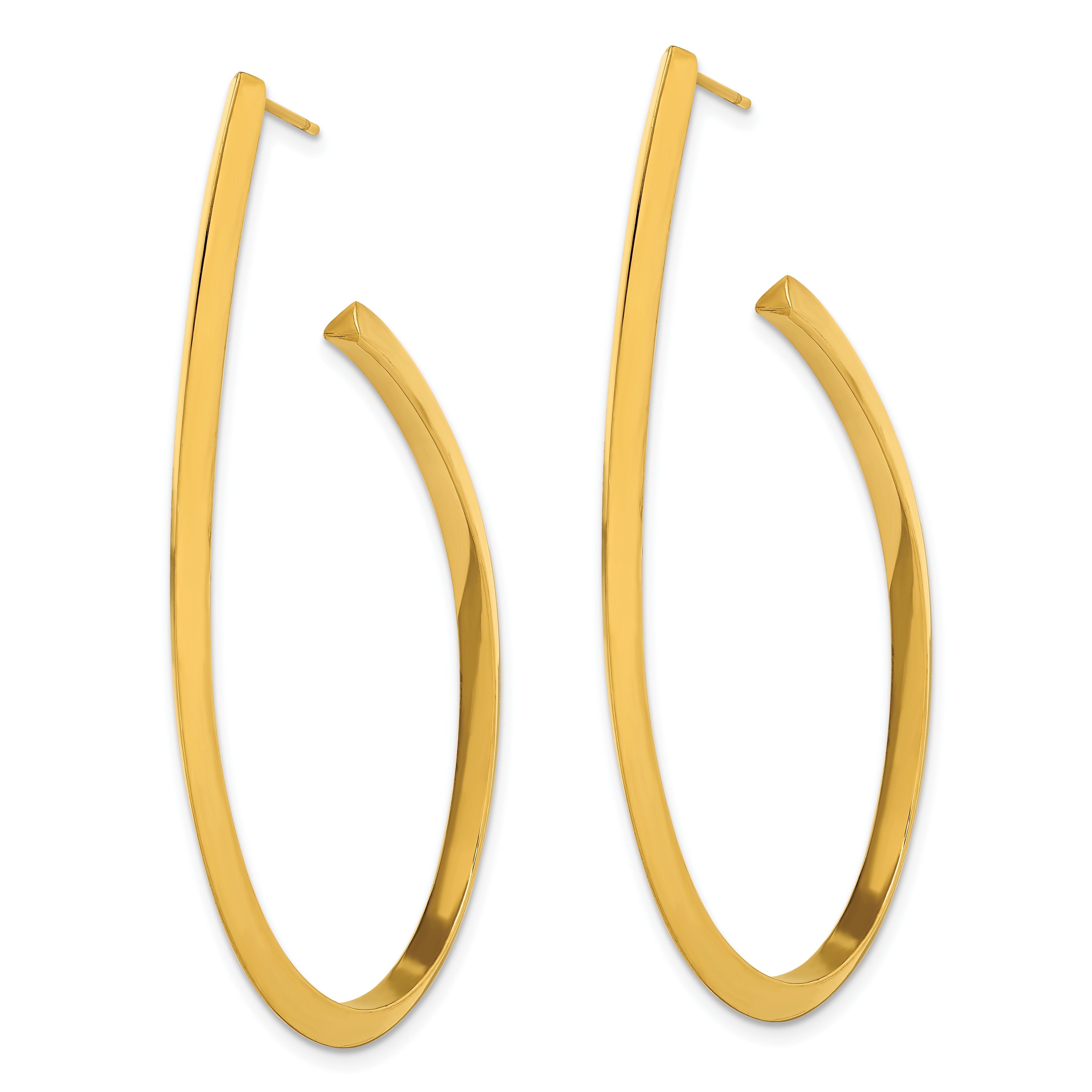 Sophia Jewelers Polished Gold-Tone Stainless Steel Women's J-Hoop Earrings