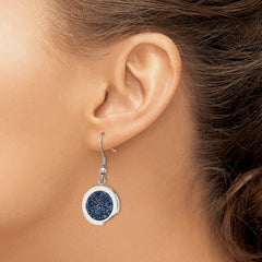 Sophia Jewelers Stainless Steel Dangle Earrings with Blue Druzy Elegance