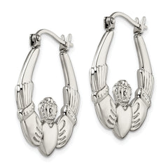 Chisel Stainless Steel Polished Claddagh Hoop Earrings