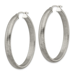 Chisel Stainless Steel Polished and Textured Oval Hoop Earrings