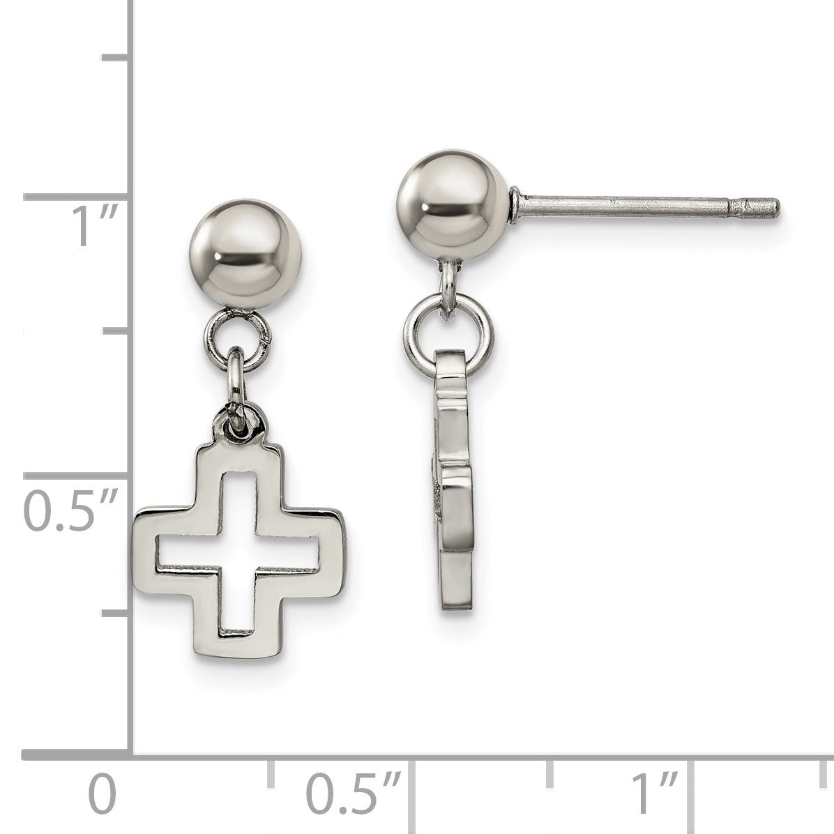 Sophia Jewelers Stainless Steel Dangle Cross Earrings Gift Ready