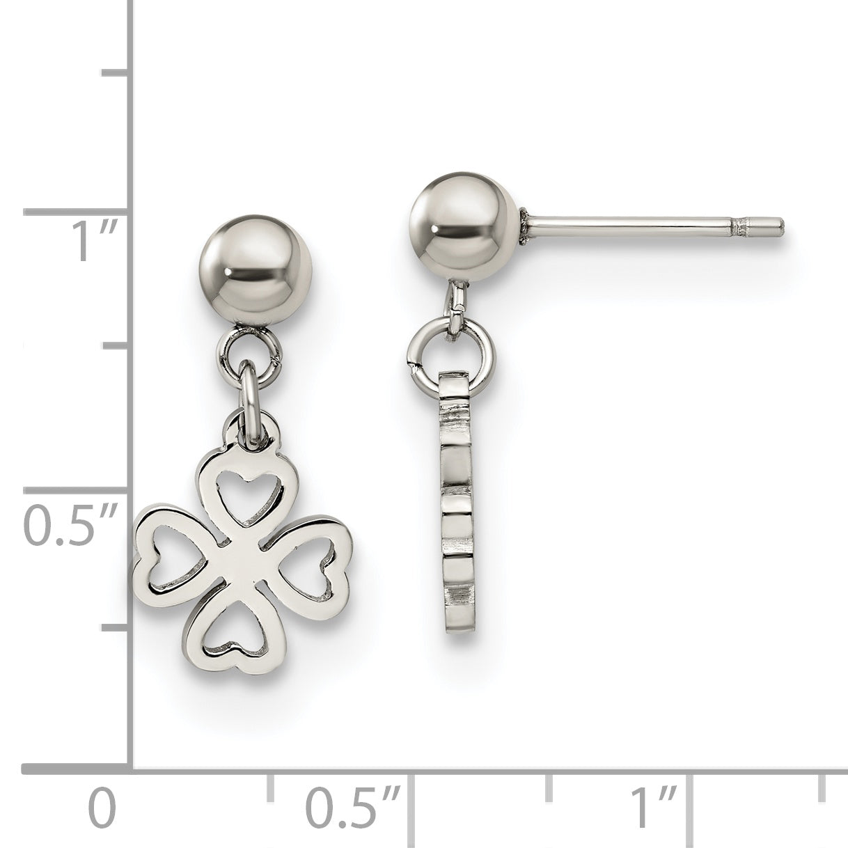 Sophia Jewelers Stainless Steel Clover Dangle Earrings Gift Ready