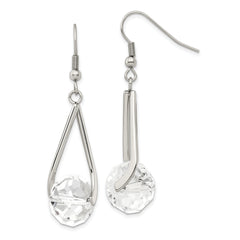 Chisel Stainless Steel Polished Glass Dangle Shepherd Hook Earrings