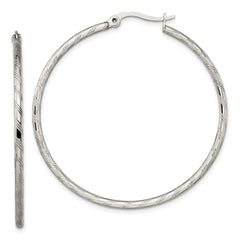 Chisel Stainless Steel Polished and Textured Hoop Earrings