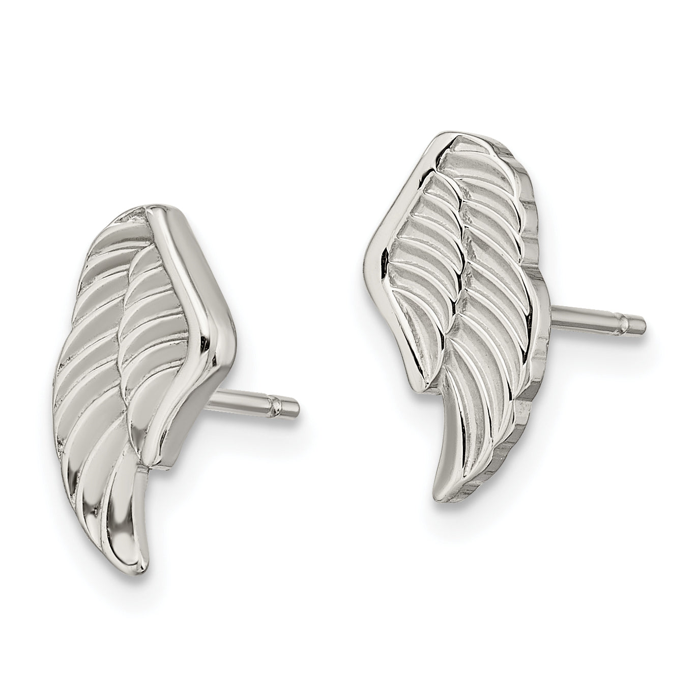 Chisel Stainless Steel Polished and Textured Wing Post Earrings