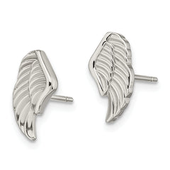 Chisel Stainless Steel Polished and Textured Wing Post Earrings