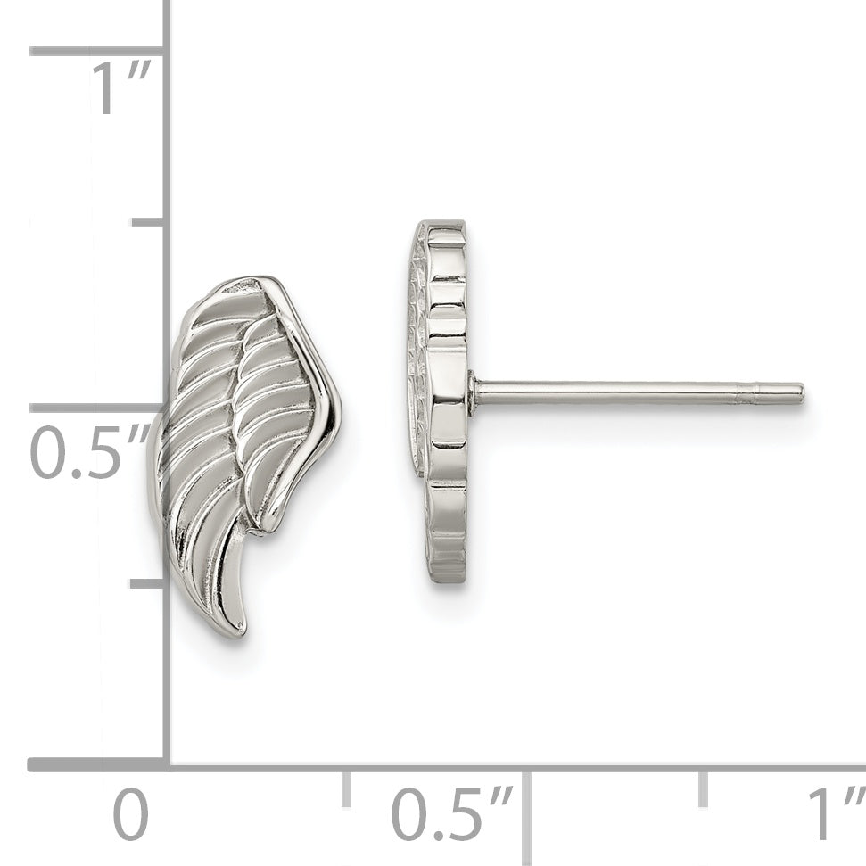 Chisel Stainless Steel Polished and Textured Wing Post Earrings