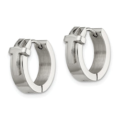 Chisel Stainless Steel Polished Cross Hinged Hoop Earrings