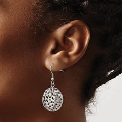 Polished Stainless Steel Drop Earrings with Cut-out Design