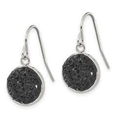 Sophia Jewelers Stainless Steel Black Crystal Dangle Earrings Gift Ready