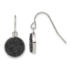 Chisel Stainless Steel Polished Black Crystal Circle Dangle Earrings