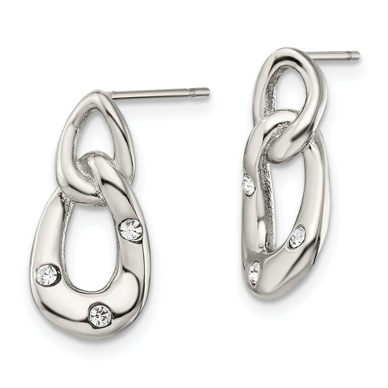 Sophia Jewelers Stainless Steel Crystal Loop Drop Earrings Gift Ready