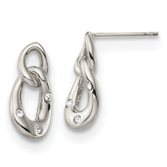 Chisel Stainless Steel Polished with Crystal Two Loop Post Earrings